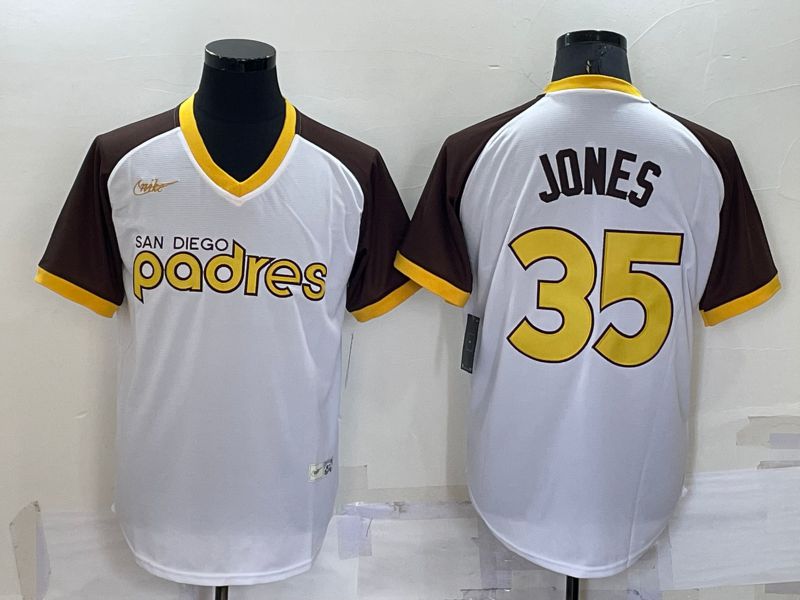 Men San Diego Padres #35 Jones White Throwback Nike 2022 MLB Jerseys->san diego padres->MLB Jersey